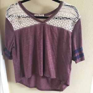 Lace and polyester shirt